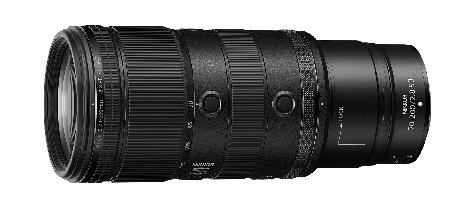 NIKKOR Z 70-200mm f/2.8 VR S II lens product image front angle without tripod collar ring | Nikon Cameras, Lenses & Accessories